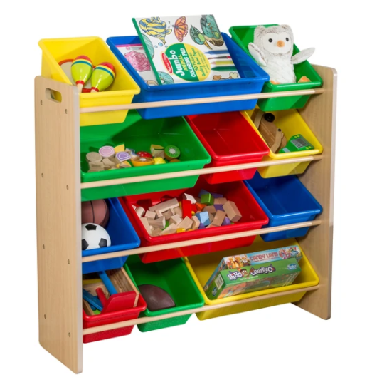Kids Toy Storage Organizer with 12 Bins, Natural