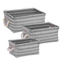 Load image into Gallery viewer, 3-Piece Zig Zag Baskets, Dark Gray
