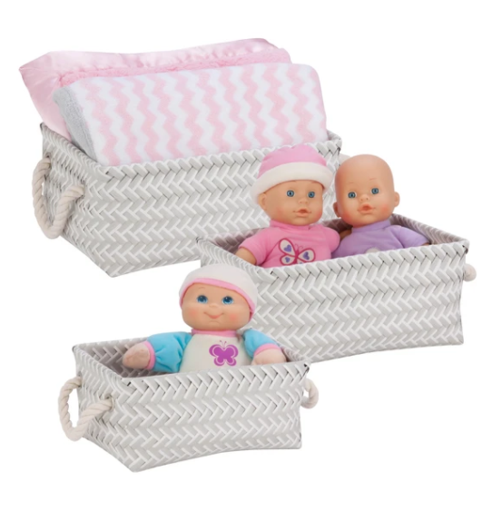 3-Piece Zig Zag Baskets, Gray