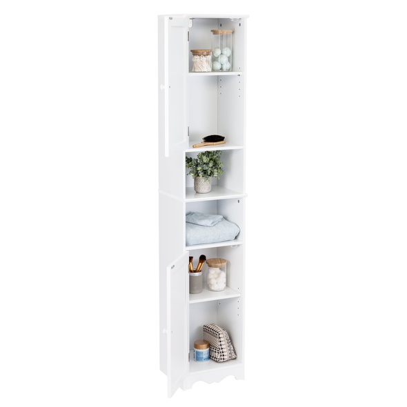 Bathroom Storage Cabinet Tower With Shelves, White
