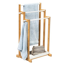 Load image into Gallery viewer, 3-Tier Bamboo Bathroom Towel Rack, White
