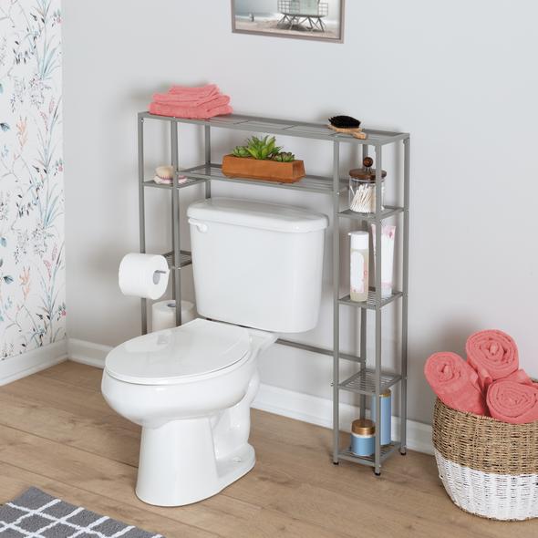 Over-the-Toilet Steel Storage Shelf, 5 Tiers