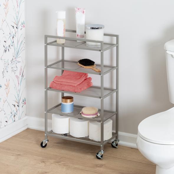Rolling Bathroom Steel Storage Cart, 5 Tiers