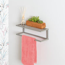 Load image into Gallery viewer, Steel Bathroom Slatted Shelf with Towel Bar
