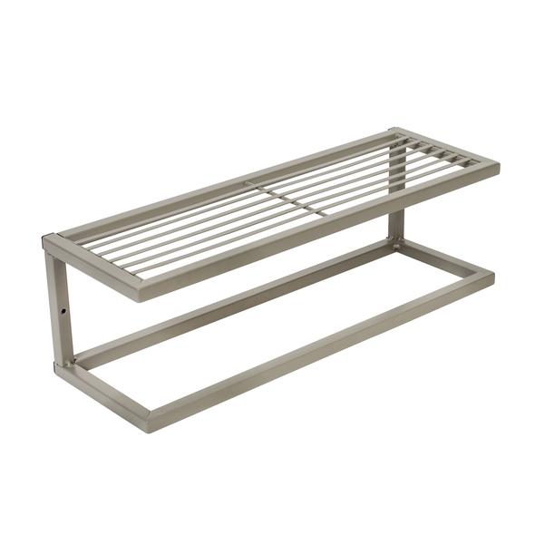Steel Bathroom Slatted Shelf with Towel Bar