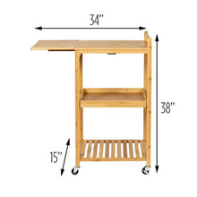 Load image into Gallery viewer, 38-Inch Rolling Bamboo Kitchen Cart
