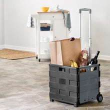 Load image into Gallery viewer, Fold-Up Rolling Storage Cart with Handle, Gray
