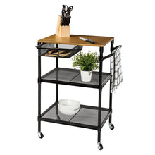 Load image into Gallery viewer, 36-Inch Kitchen Storage Cart with Wheels, Drawers and Handle, Black
