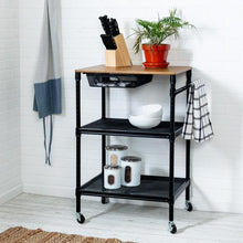 Load image into Gallery viewer, 36-Inch Kitchen Storage Cart with Wheels, Drawers and Handle, Black
