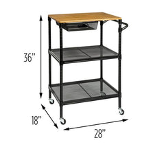 Load image into Gallery viewer, 36-Inch Kitchen Storage Cart with Wheels, Drawers and Handle, Black
