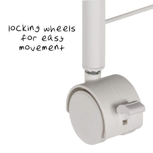 3-Shelf Rolling Wire Cart, White