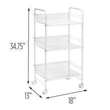 Load image into Gallery viewer, 3-Shelf Rolling Wire Cart, White
