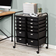Load image into Gallery viewer, 12-Drawer Rolling Storage and Craft Cart Organizer, Black
