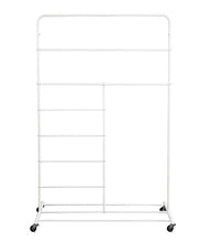 Load image into Gallery viewer, Rolling Multi-Section T-Bar Clothes Drying Rack, White
