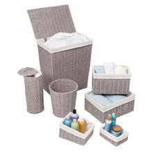 Load image into Gallery viewer, 7-Piece Twisted Paper Rope Woven Bathroom Storage Basket Set, Gray
