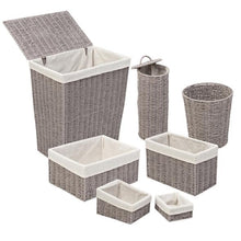 Load image into Gallery viewer, 7-Piece Twisted Paper Rope Woven Bathroom Storage Basket Set, Gray
