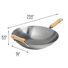 Load image into Gallery viewer, Joyce Chen Classic Series 14-Inch Round Bottom Carbon Steel Wok with Birch Handles
