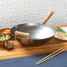 Load image into Gallery viewer, Joyce Chen Classic Series 14-Inch Carbon Steel Wok with Birch Handles
