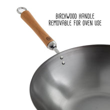 Load image into Gallery viewer, Joyce Chen Classic Series 14-Inch Carbon Steel Wok with Birch Handles
