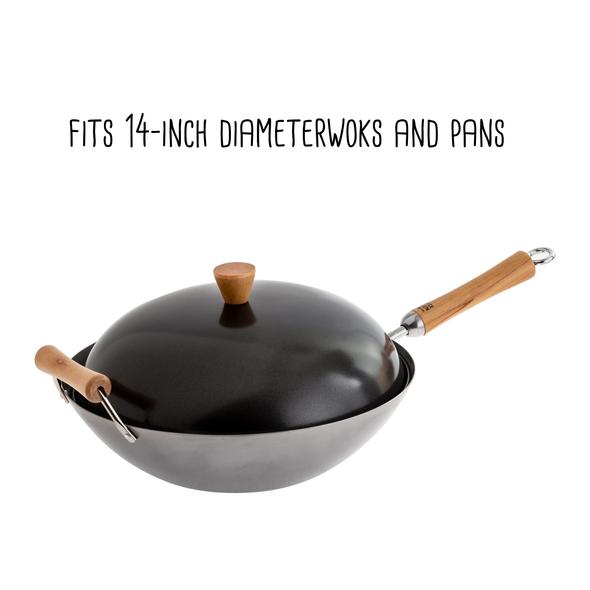 Joyce Chen Classic Series 14-Inch Carbon Steel Nonstick Wok Lid with Birch Knob