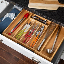 Load image into Gallery viewer, Expandable Bamboo Kitchen Drawer Organizer
