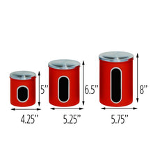 Load image into Gallery viewer, 3-Piece Steel Canister Set, Red

