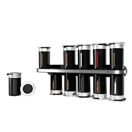 Wall-Mounted Magnetic Spice Rack, Black