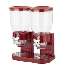 Load image into Gallery viewer, Double Cereal Dispenser with Portion Control, Red and Chrome
