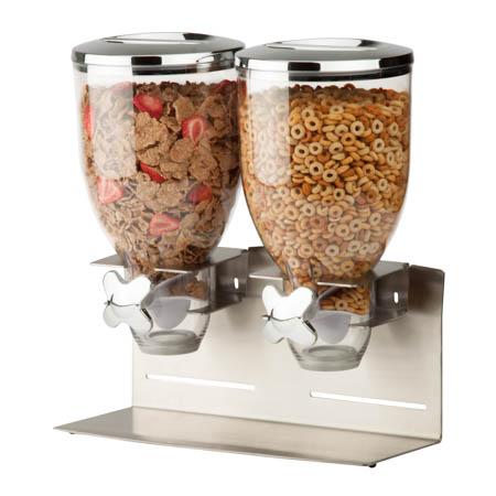 Double Commercial Cereal Dispenser, Metallic & Chrome