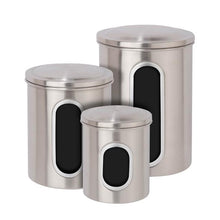 Load image into Gallery viewer, 3-Piece Steel Canister Set, Stainless Steel
