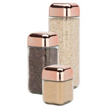 Load image into Gallery viewer, 3-Piece Glass Jar Storage Set, Copper Lids

