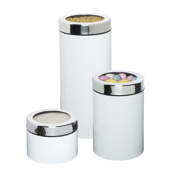 3-Piece Retro Kitchen Canisters, White