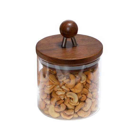 Medium 34-ounce Acacia Top Glass Kitchen Canister