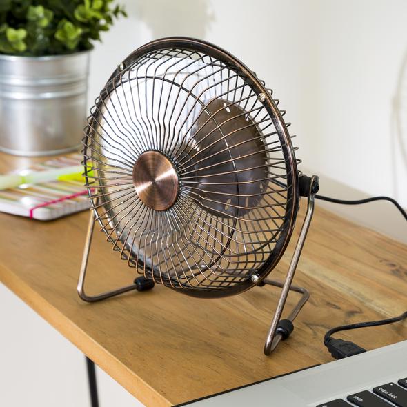 6-Inch USB-Powered Portable Desk Fan, Bronze