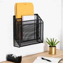 Load image into Gallery viewer, Mesh Hanging Desk Paper Organizer, Black

