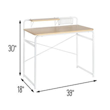 Load image into Gallery viewer, Home Office Computer Desk with Shelf and Metal Mesh Basket, White
