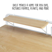 Load image into Gallery viewer, Home Office Computer Desk with Shelf and Metal Mesh Basket, White
