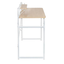 Load image into Gallery viewer, Home Office Computer Desk with Shelf and Metal Mesh Basket, White

