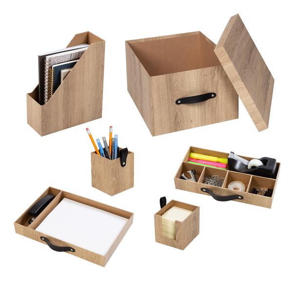 6-Piece Faux Wood Desk Set, Ash