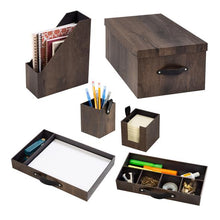 Load image into Gallery viewer, 6-Piece Faux Wood Desk Set, Walnut
