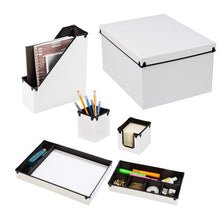 Load image into Gallery viewer, 6-Piece Faux Leather Desk Organization Set, White
