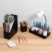 Load image into Gallery viewer, 6-Piece Faux Leather Desk Organization Set, Black
