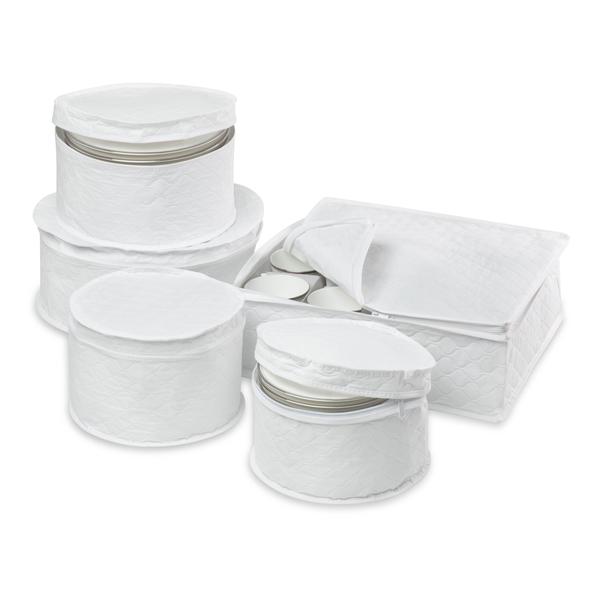 5-Piece Dinnerware Storage Set, White