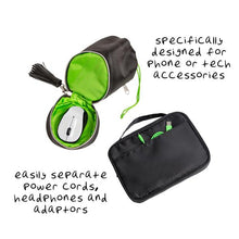 Load image into Gallery viewer, Tech and Phone Accessories Organizer Set - Drawstring &amp; U-Zip Pouch, Black
