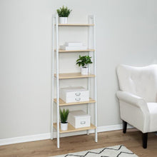 Load image into Gallery viewer, Wood and Metal A-Frame Ladder Shelf, 5 Tiers
