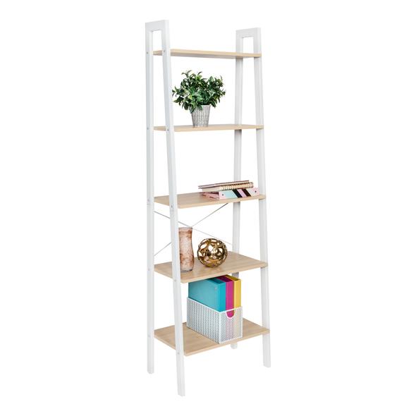 Wood and Metal A-Frame Ladder Shelf, 5 Tiers
