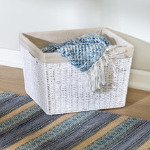 Load image into Gallery viewer, Large Paper Rope Storage Basket with Liner, White
