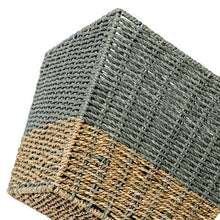Load image into Gallery viewer, Set of 3 Square Nesting Seagrass 2-Color Storage Baskets, Natural &amp; Grey
