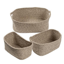Load image into Gallery viewer, Set of 3 Nested Cotton Baskets with Handles, Champagne
