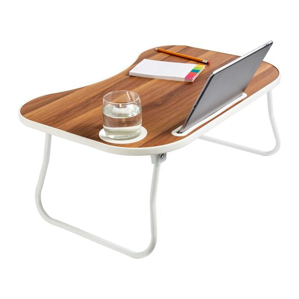 Collapsible Folding Lap Desk, White/Faux Walnut